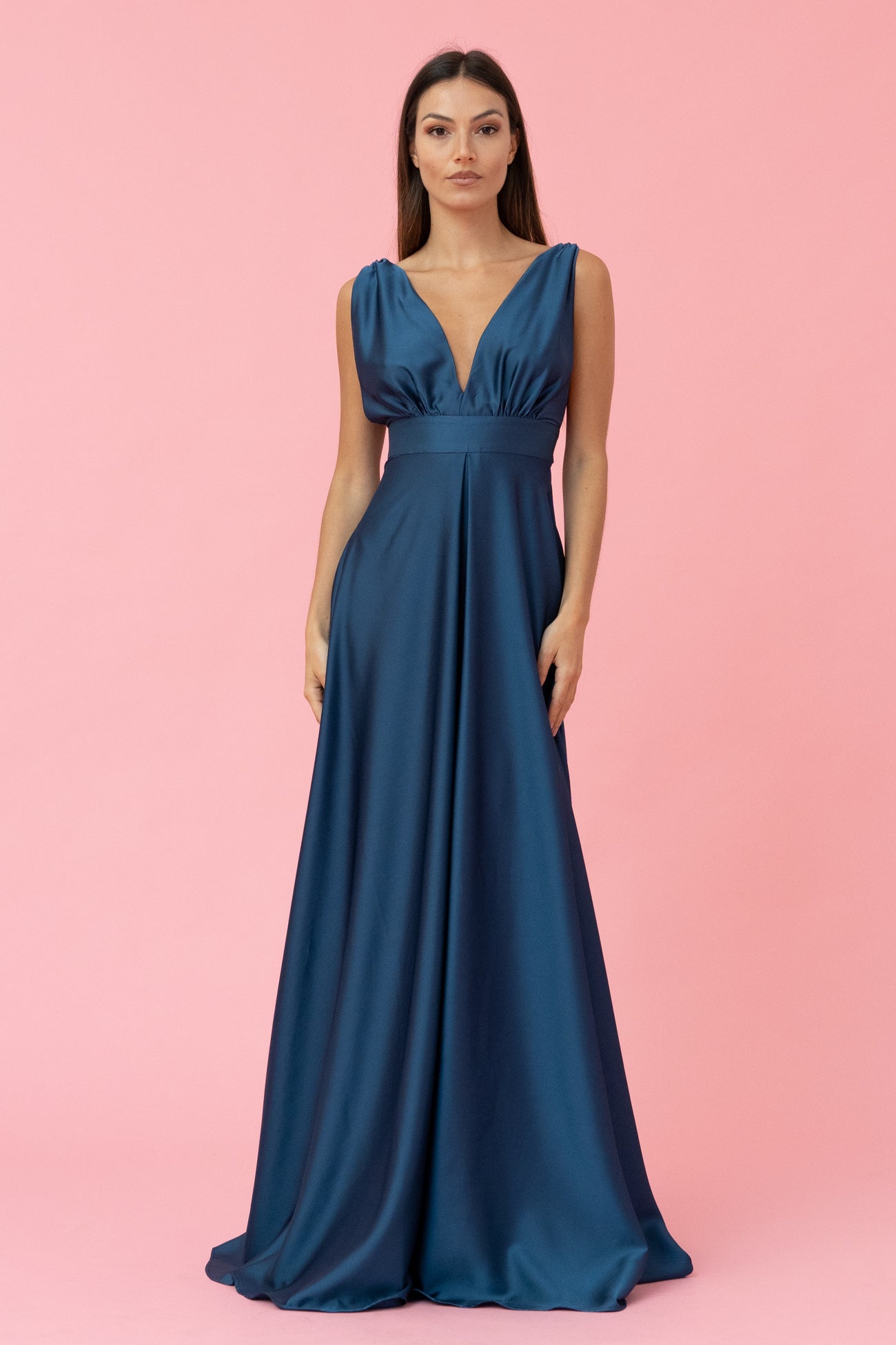 Abito lungo top blu navy