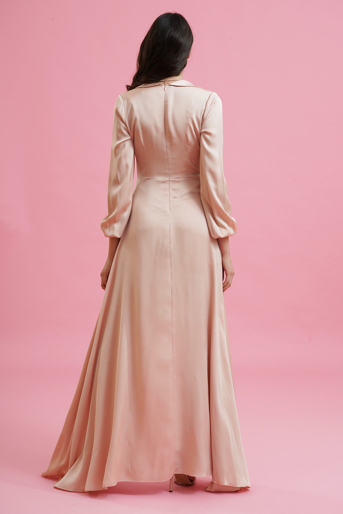 Abito elegante lungo rosa 2025 cipria