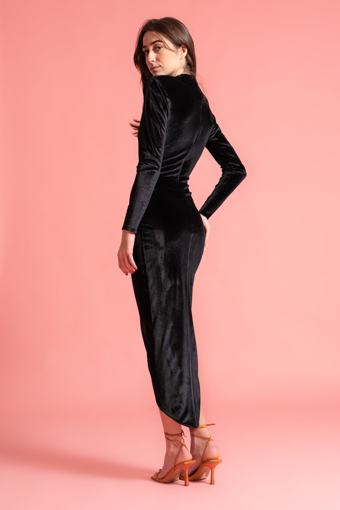 Abito lungo elegante in velluto Ombelico Boutique